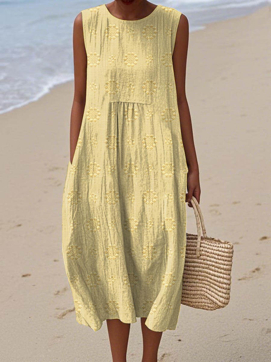 Aika | Elegant Sleeveless Cotton Pocket Dress