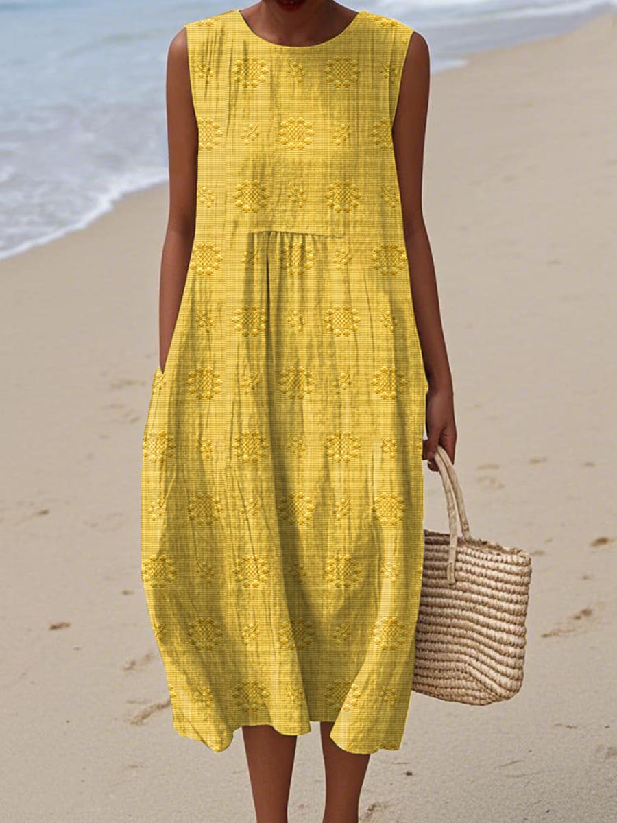 Aika | Elegant Sleeveless Cotton Pocket Dress