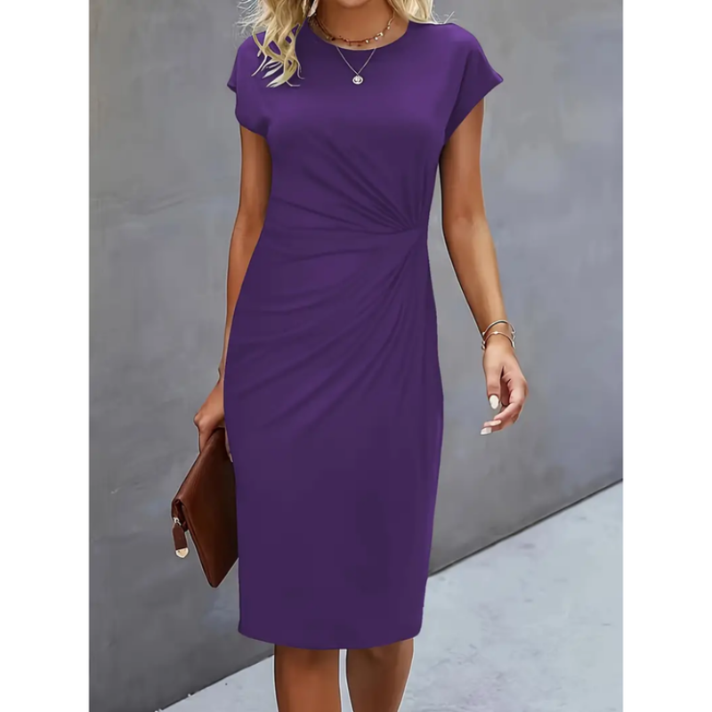 Alicah | Short Sleeve Formal Midi Dress