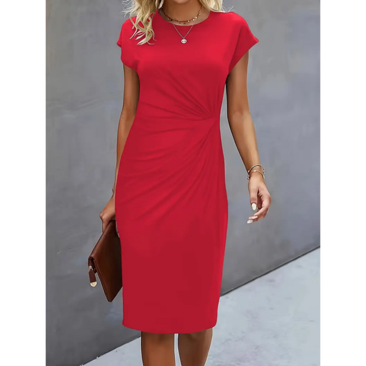 Alicah | Short Sleeve Formal Midi Dress