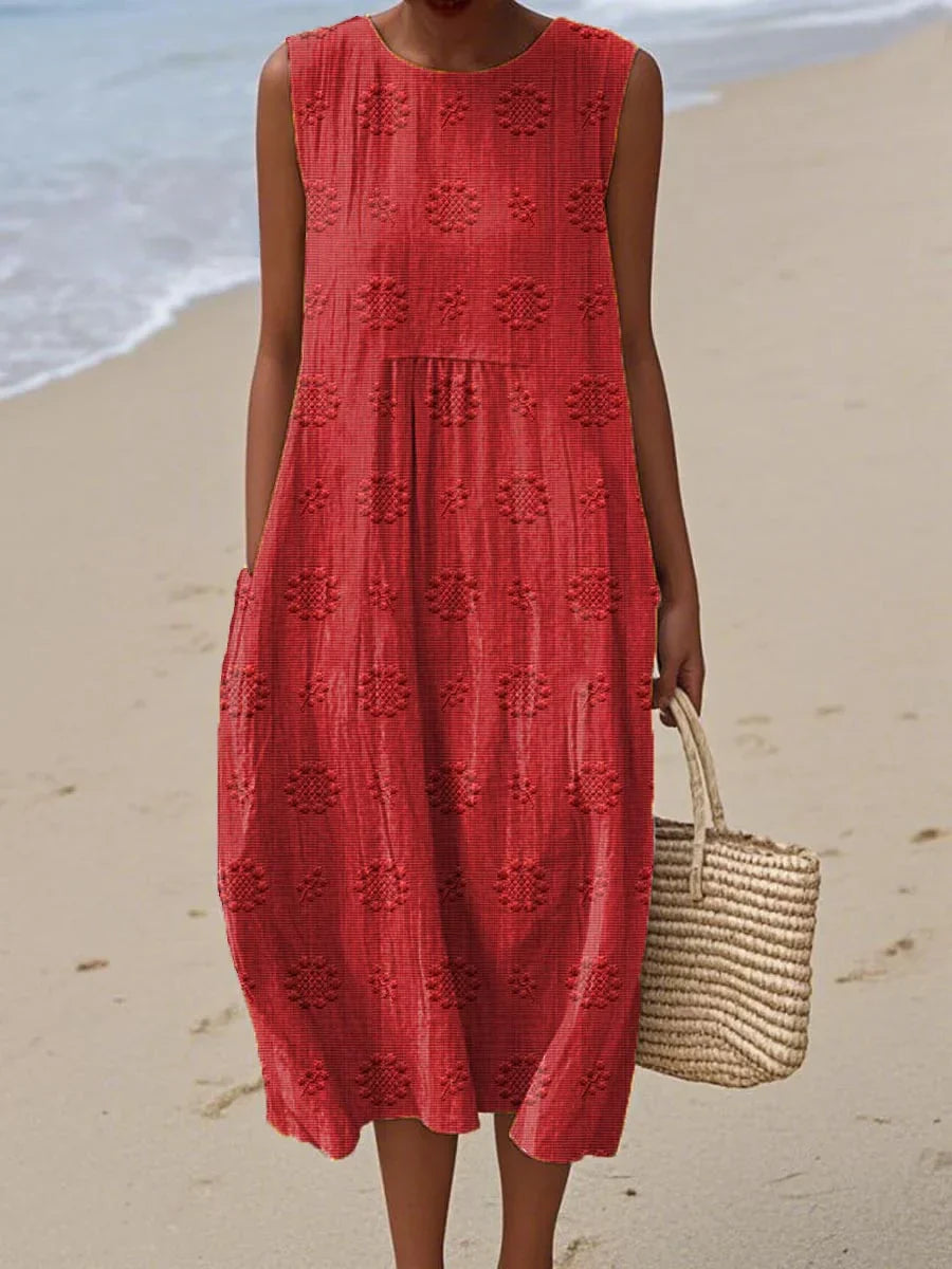 Aika | Elegant Sleeveless Cotton Pocket Dress