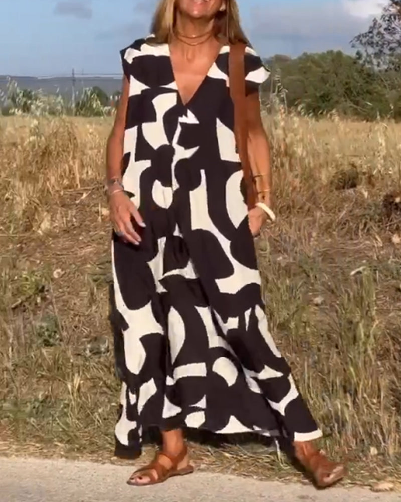 Carrie | Printed V-Neck Dress