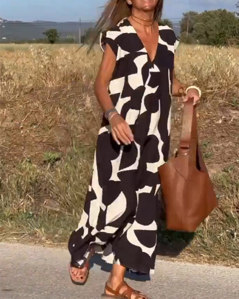 Carrie | Printed V-Neck Dress