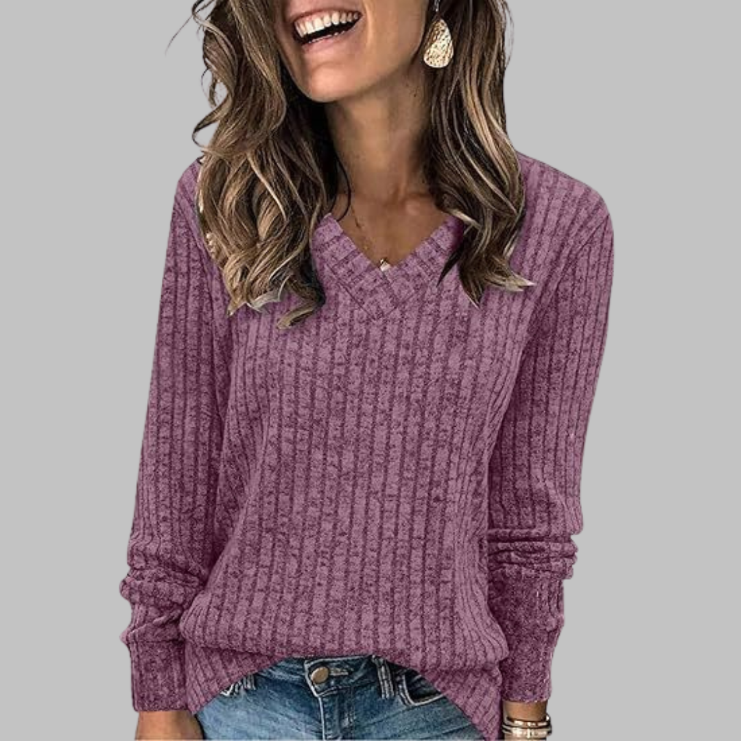 Jeanine | Comfy V-Neck Long Sleeve Top