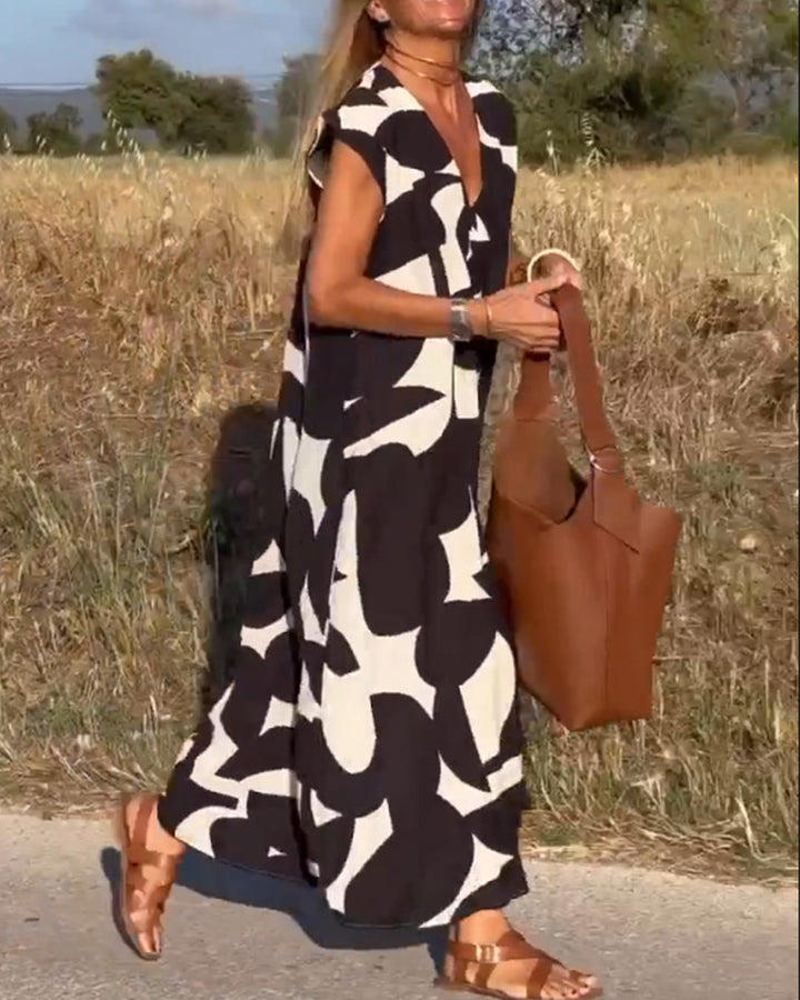 Carrie | Printed V-Neck Dress