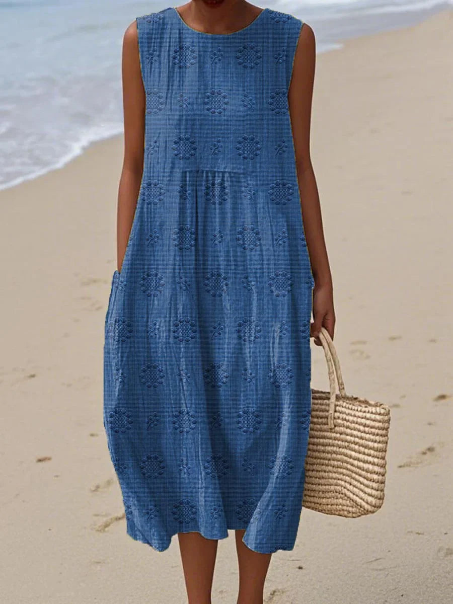 Aika | Elegant Sleeveless Cotton Pocket Dress