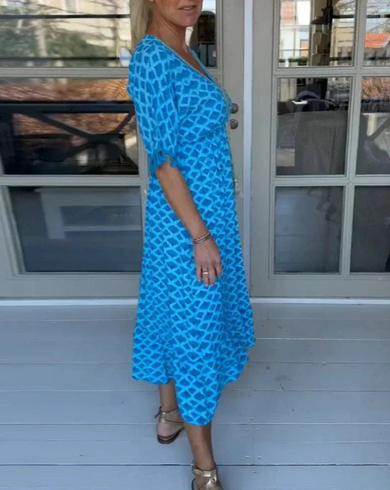 Ana | Comfortable Loose Fit V-Neck Midi Dress