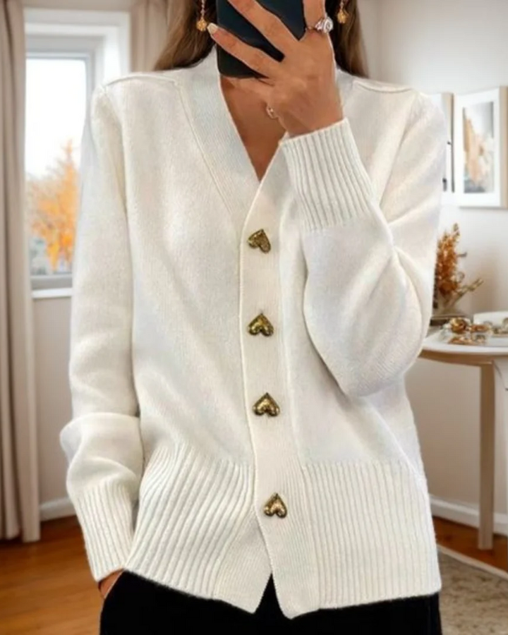 Chasie | Elegant Heart Button Cardigan