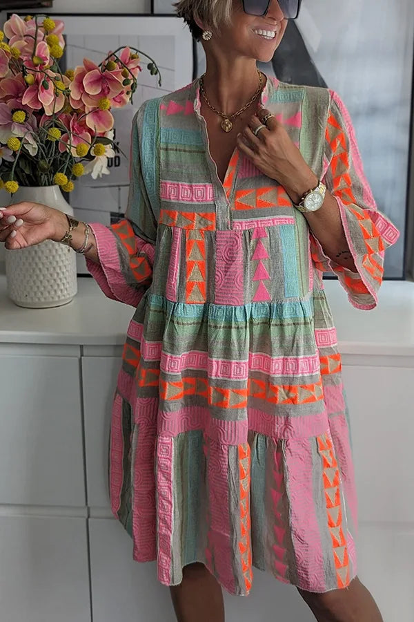 Anaise | Chic V-Neck Cotton Hemp Summer Dress