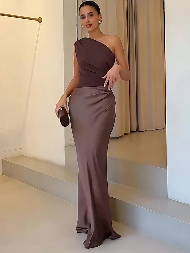 Griselda | One-Shoulder Satin Maxi Dress