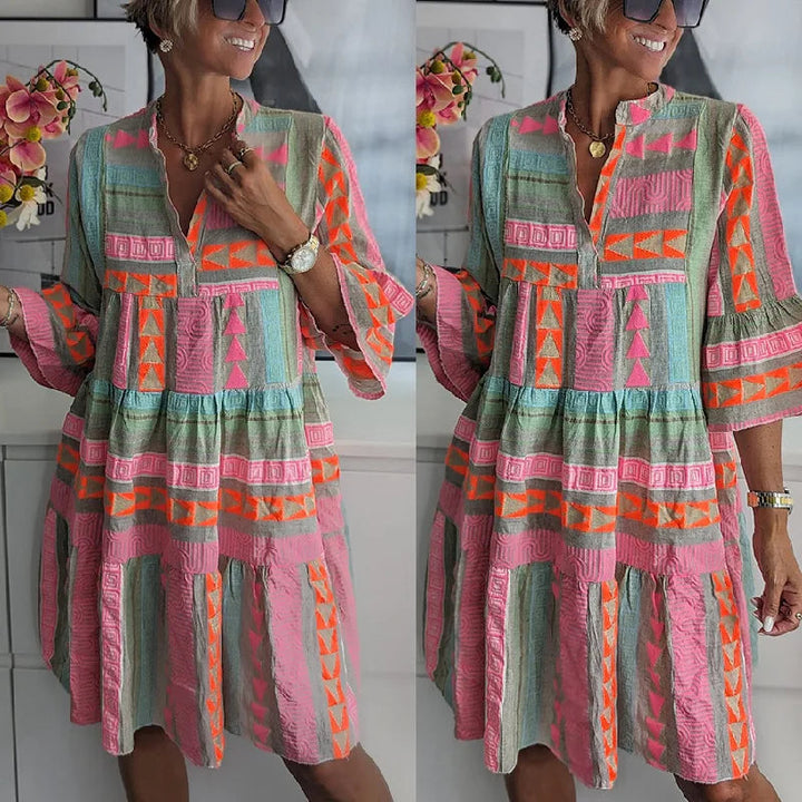 Anaise | Chic V-Neck Cotton Hemp Summer Dress