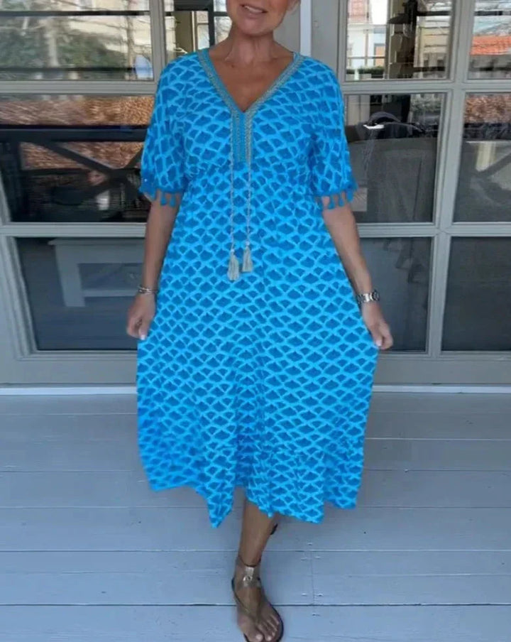 Ana | Comfortable Loose Fit V-Neck Midi Dress
